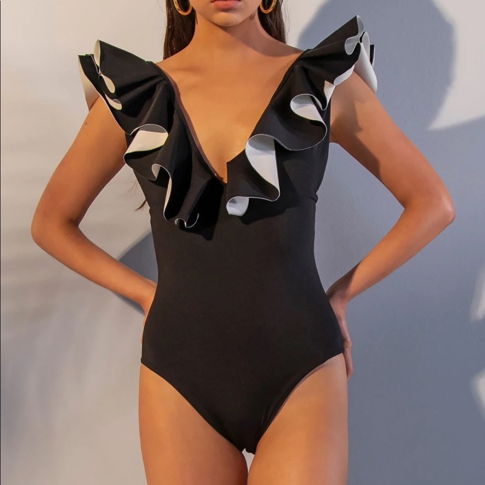 Black one piece bolero swimsuit